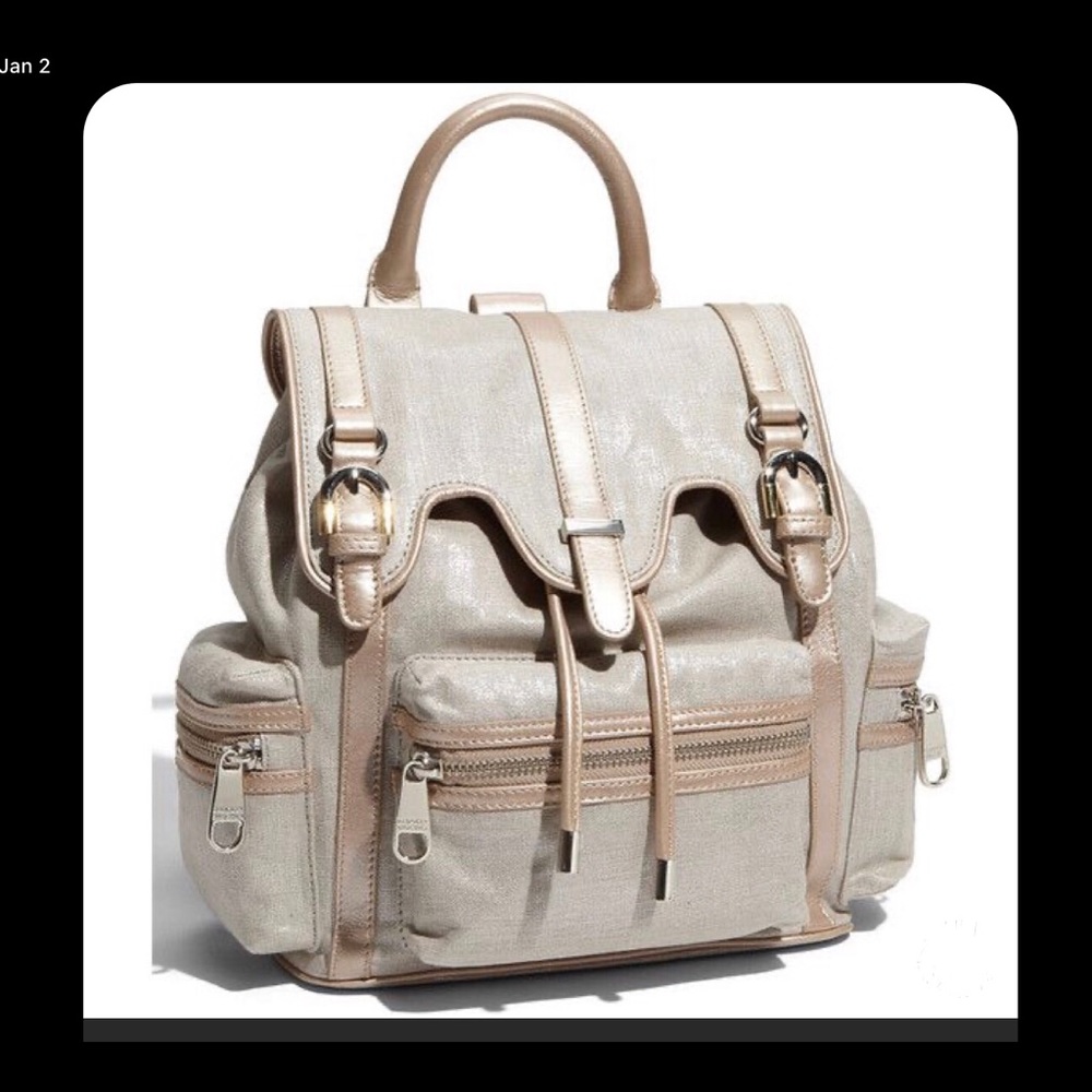 BADGLEY MISCHKA CREAM COLORED CANVAS BACKPACK